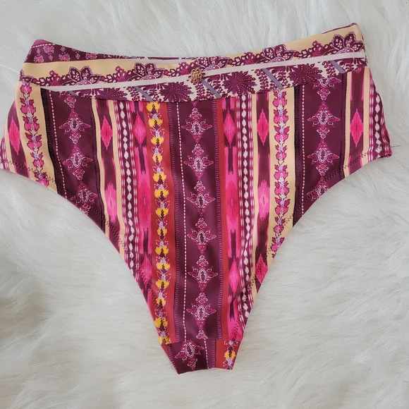 Nanette Lepore Swim Bikini Set 8 Bohemian Print Asymmetrical Cut High Rise NWT - Picture 12 of 16